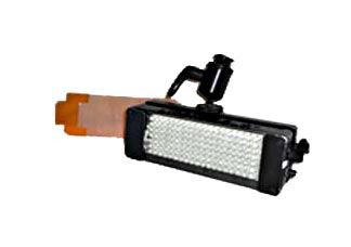Litepanels Miniplus LED camera light shown with filters and case